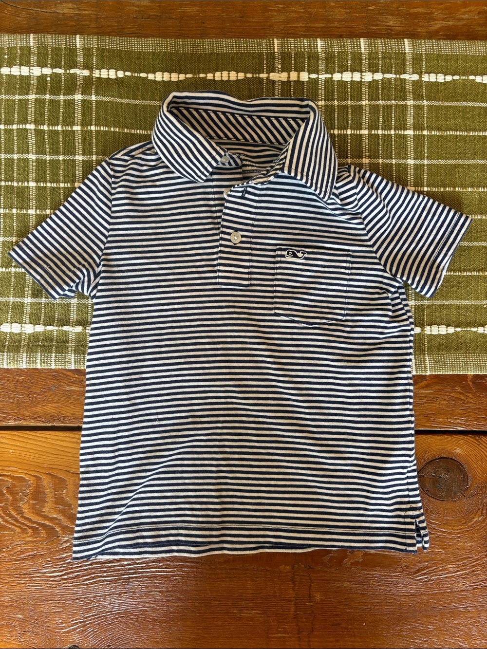 Vineyard Vines Navy & White Striped Kids Polo